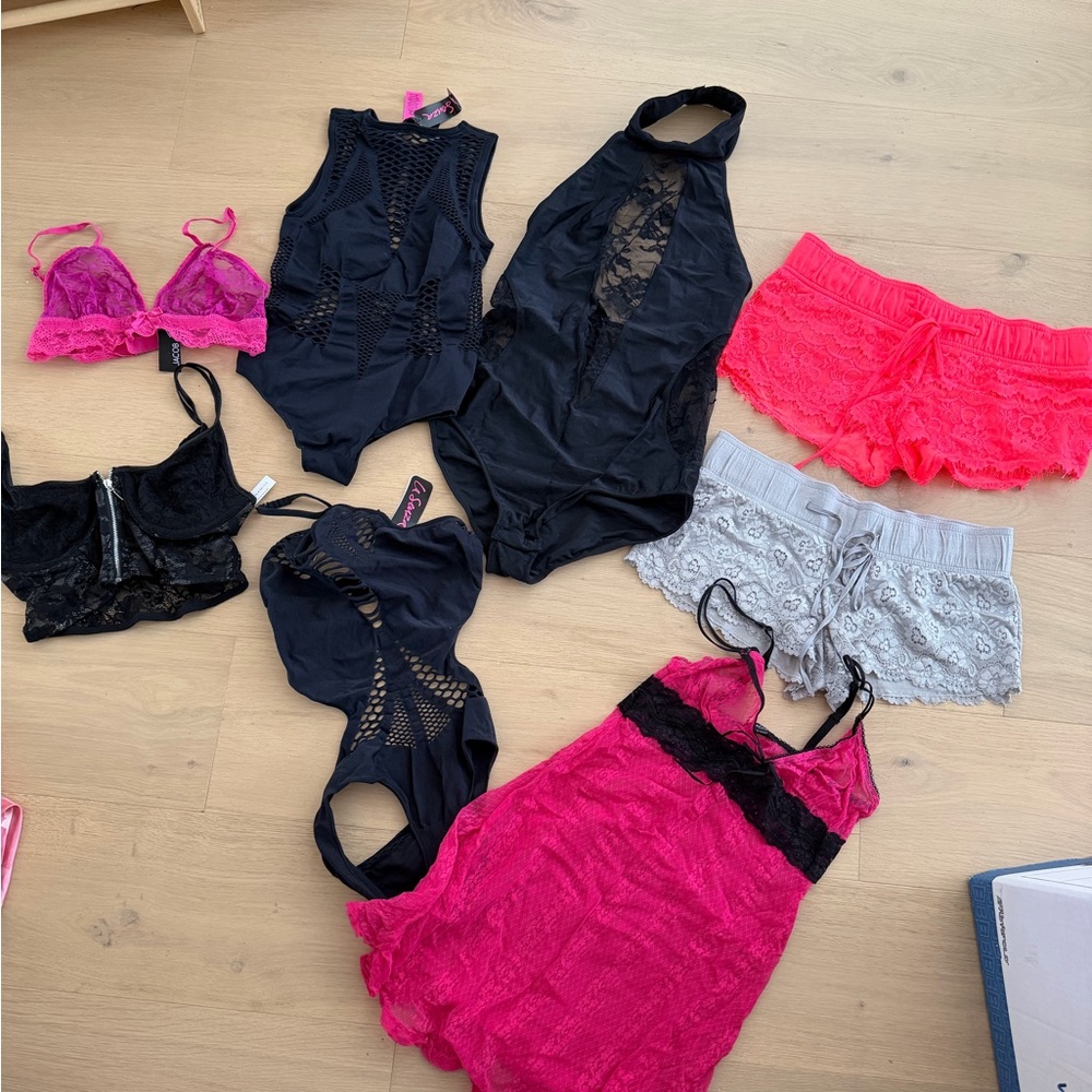 Brand new with tags! Black and Pink Lace Lingerie Sets and bodysuits